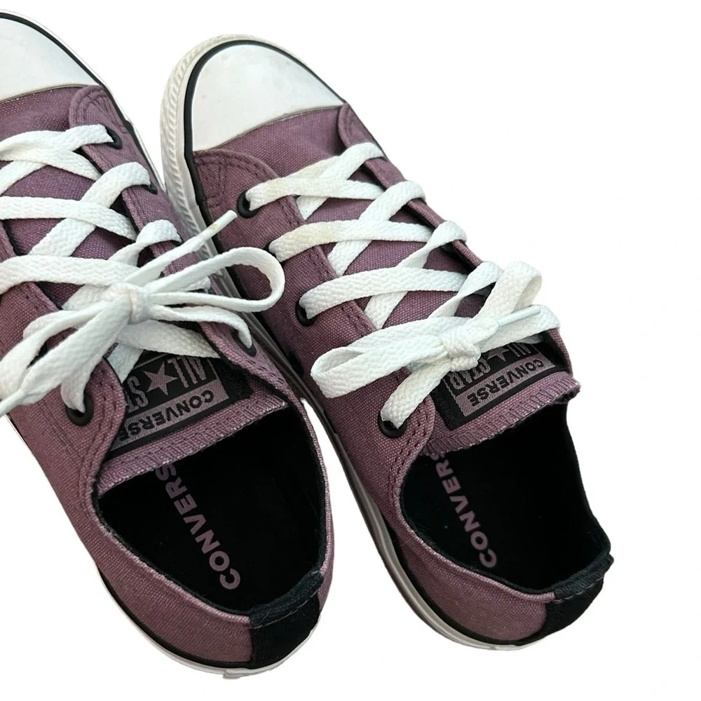 Converse All Star Low Top Sneaker Girls Purple Plum and Black Youth Size 3